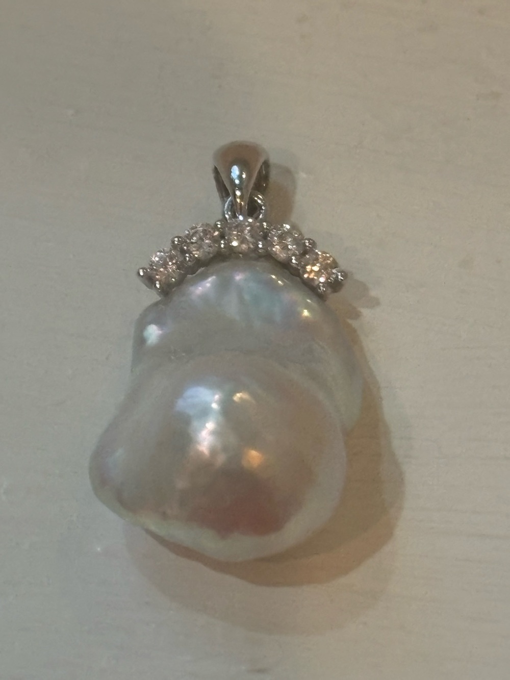 Baroque Freshwater Big King Pearl Pendant with Crystal Accents - Picture 7 of 7